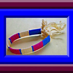 Handmade Handwoven Pink Yellow & Blue In Color Bracelet